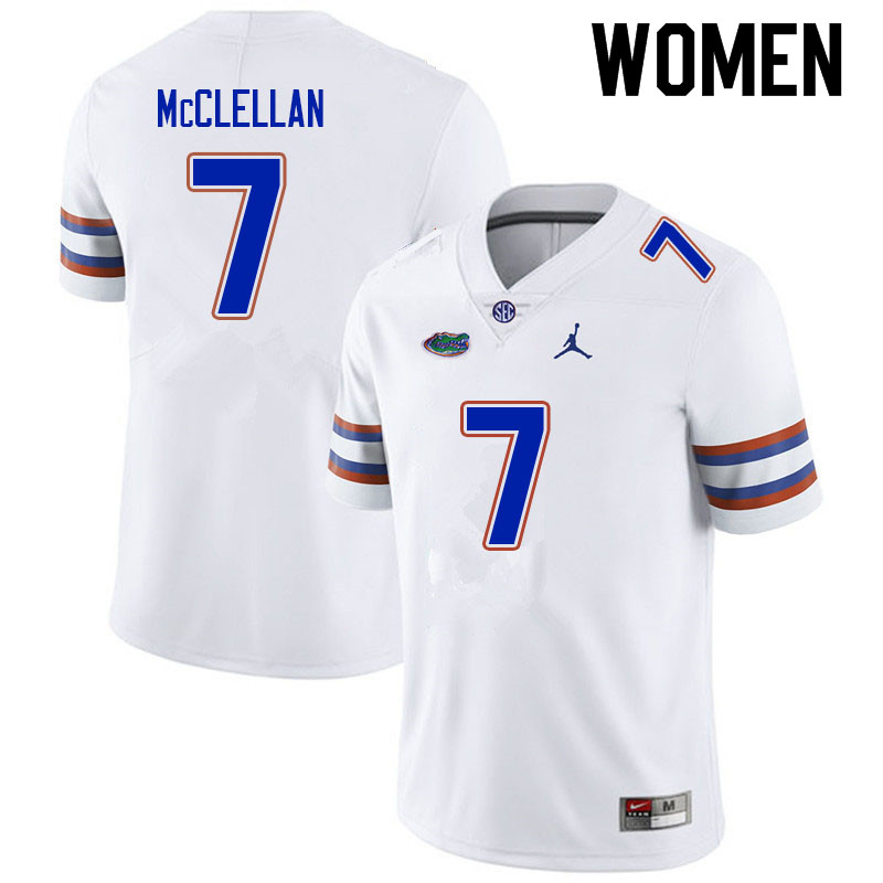 Women #7 Chris McClellan Florida Gators College Football Jerseys Sale-White